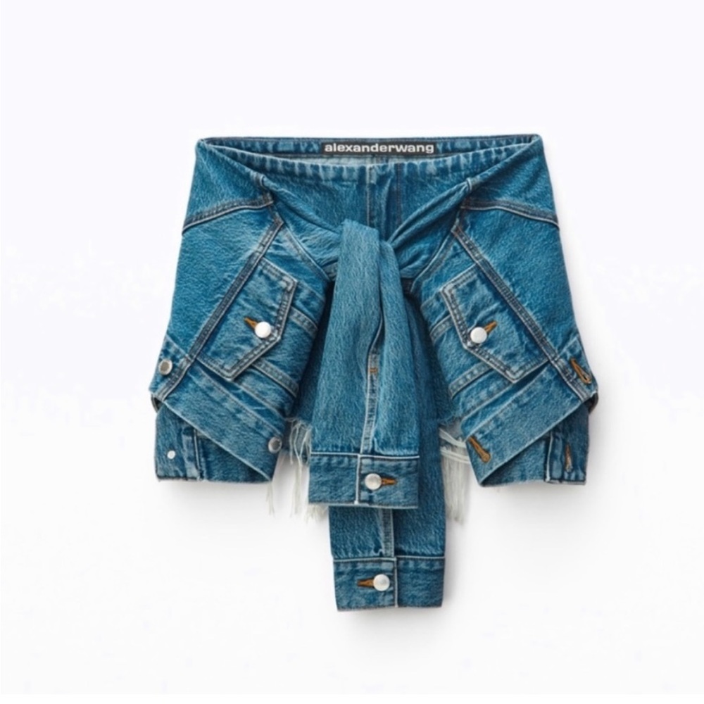 Alexander Wang Blue Denim Tie Front Skort 25